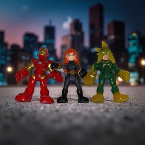 2015 Marvel Super Hero Squad Iron Man Black Widow Electro Action Figures 2.5”